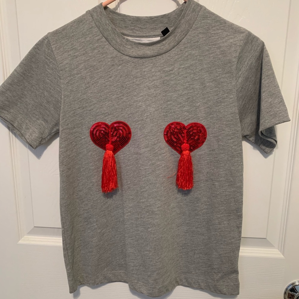 Topshop heart tassel t-shirt size S